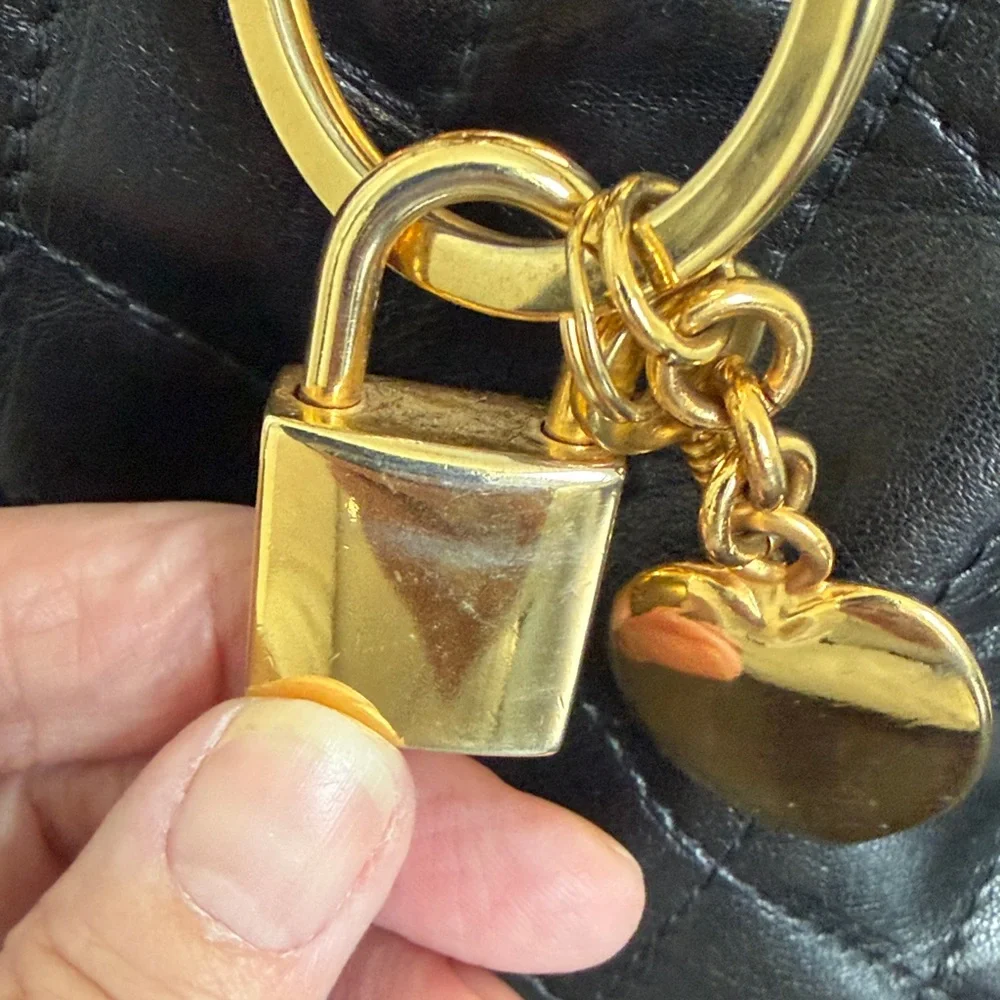 VINTAGE Russell & Bromley Black Leather Quilted Satchel with Gold Hardware. - Picture 12 of 16